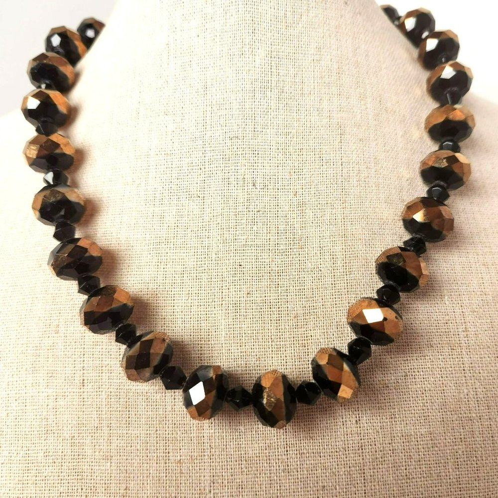 Vintage Copper Irridescent Chunky Bead Necklace 20"